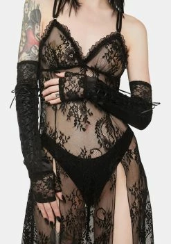 Lost Queen Venomous Long Gloves Fishnet Gloves