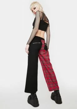 Lost Queen Red Two Tone Plaid Pants